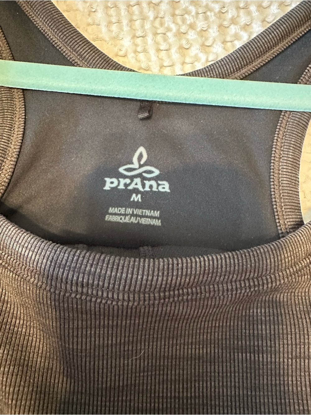 Prana Women’s  Charcoal Gray Tank Top - scoop neck. Razors back w/Bra no pads - Picture 2 of 7